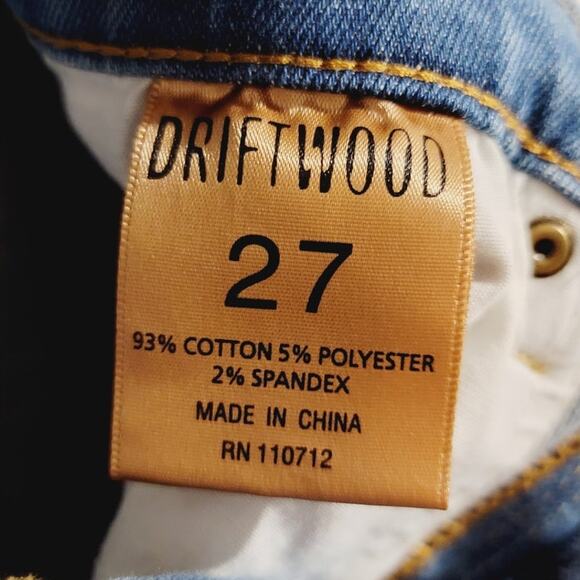 Driftwood Skylar Distressed Floral Embroidered Denim Skirt Blue 27 - Picture 5 of 13